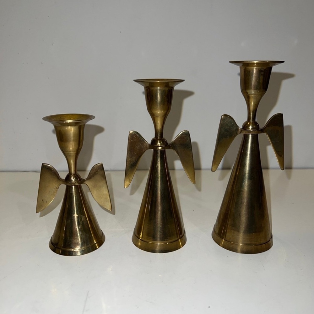 Elegant Brass Angel Candle Holders